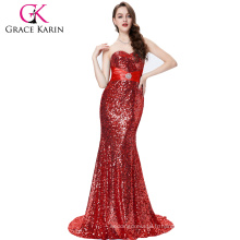 Grace Karin New Mature Ladies Sexy Backless Long Sirène Sequins Robe de soirée CL4409-5